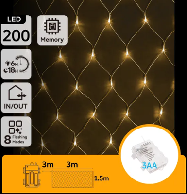 Cortina Luces Led Navidad Luz Calida 3m x1,5mt 